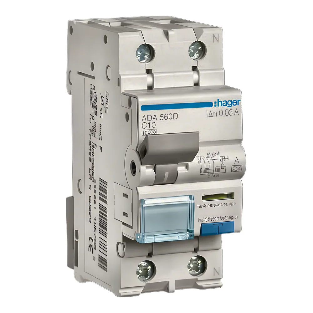 Диференційний автоматичний вимикач 1P+N 10 кА C 10 А 30 мА A Hager ADA560D