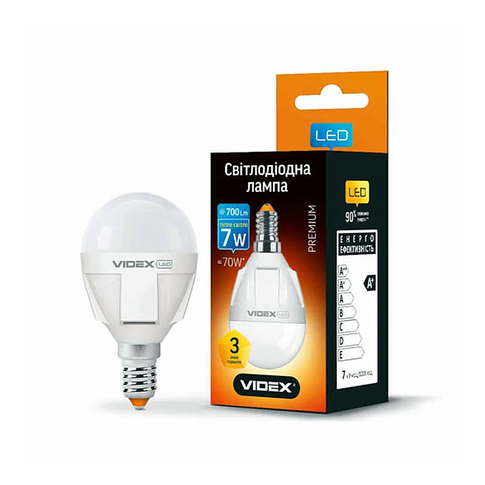 LED лампа VIDEX G45 7W E14 3000K 220V