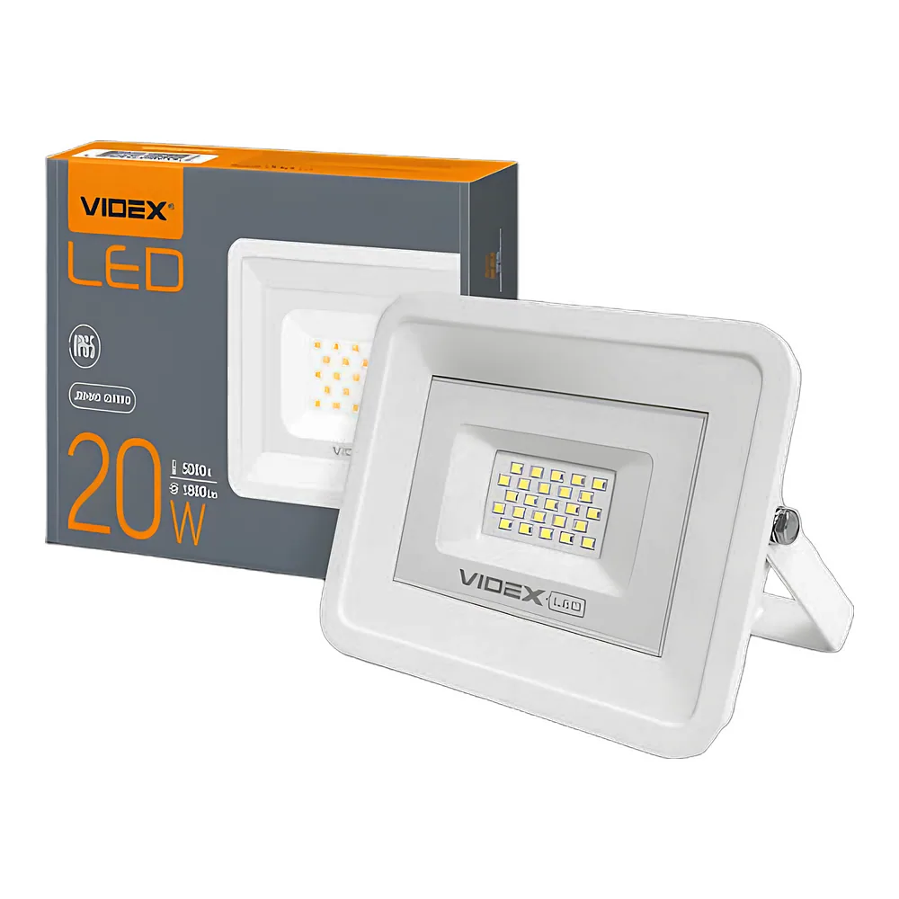 Світлодіодний прожектор 20 Вт 5000 K 220 В чорний (20 шт) Videx VL-Fe205W