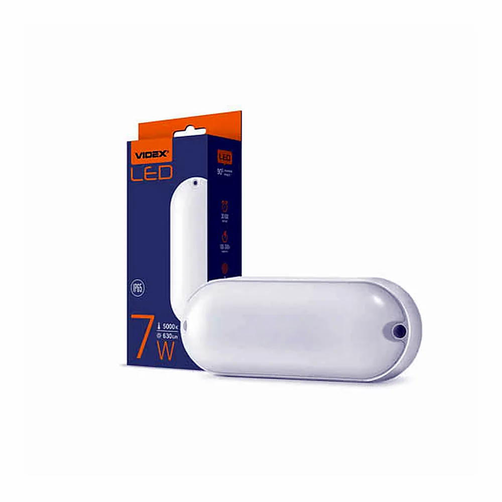 LED світильник (ЖКХ) овальний VIDEX 7W 5000K 220V білий 50шт