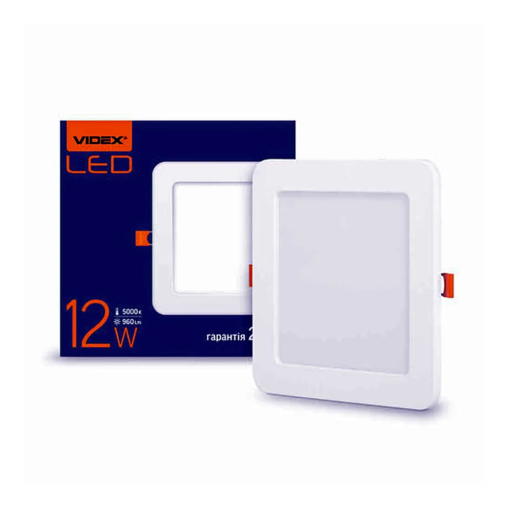 LED світильник внутрішній квадрат VIDEX 12W 5000K 220V