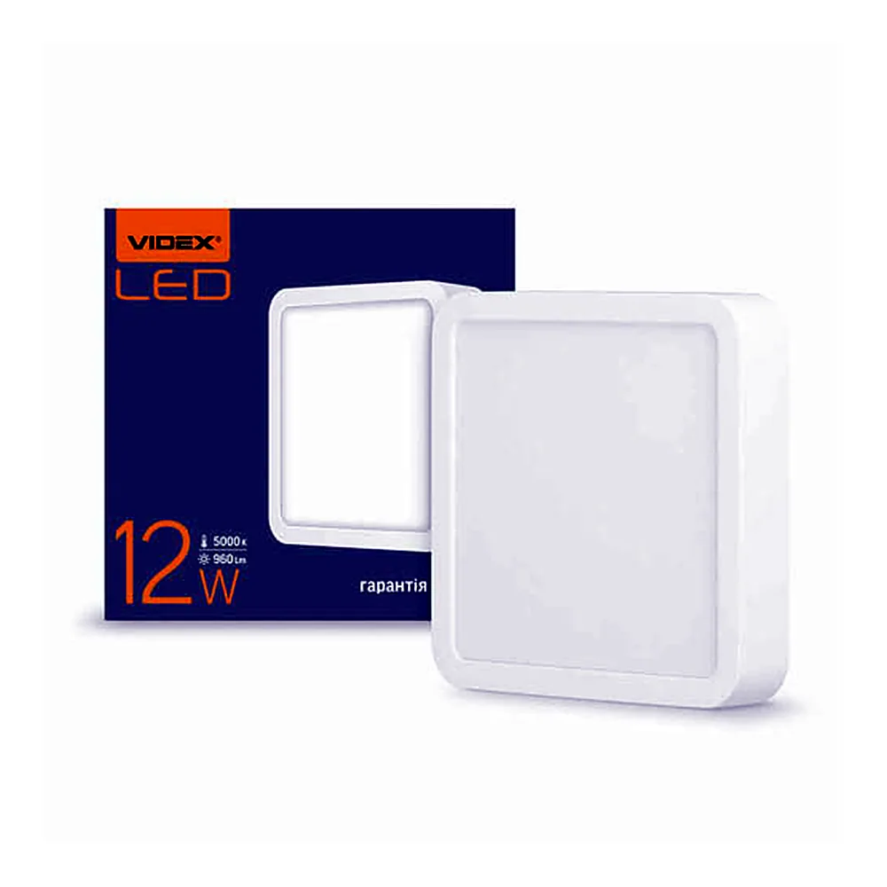 LED світильник накладний квадрат VIDEX 12W 5000K 220V