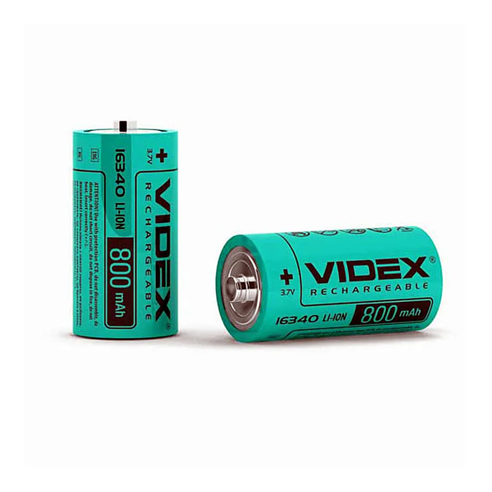 Акумулятор Videx Li-Ion 16340(без захисту) 800mAh bulk/1pc 50/600