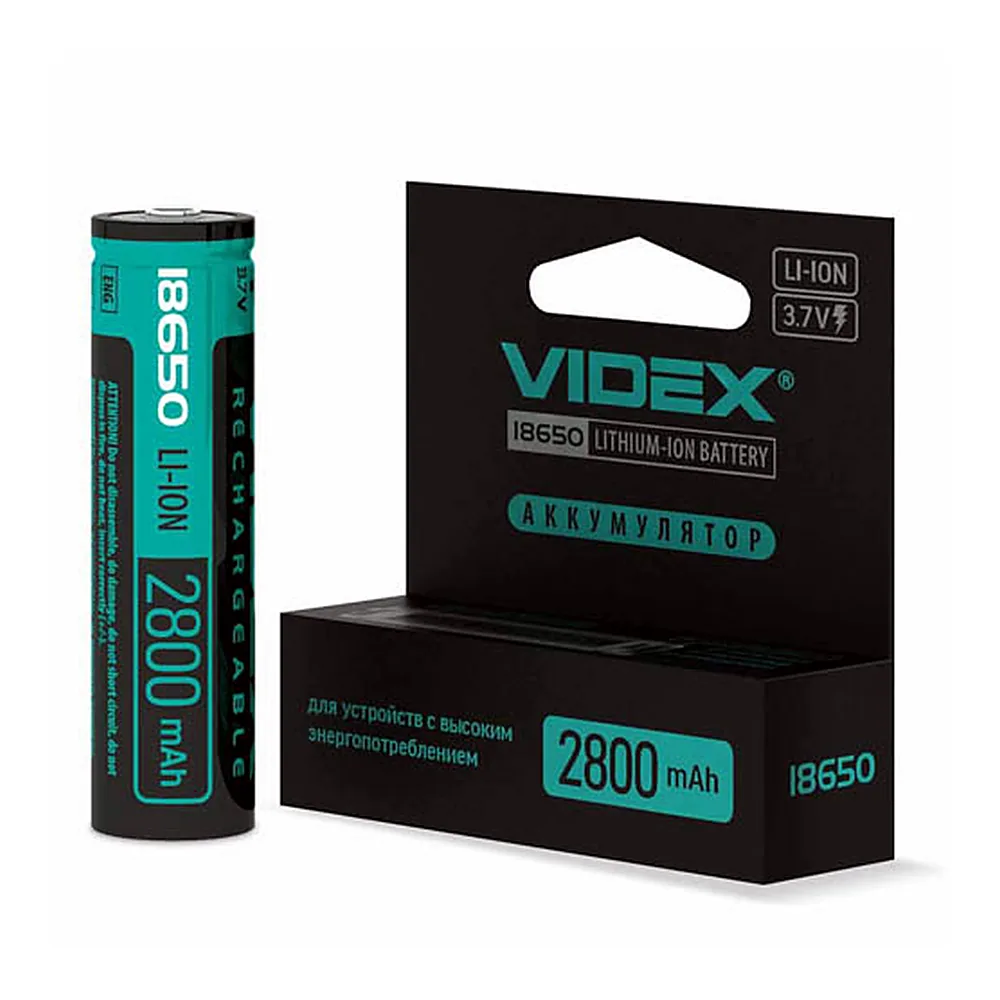 Акумулятор Videx Li-Ion 18650-P(захист) 2800mAh color box/1pc 20/160