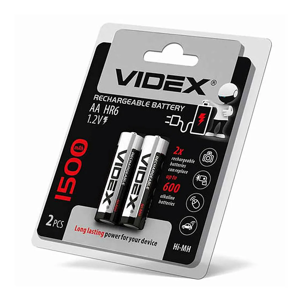 Акумулятори Videx HR6/AA 1500mAh double blister/2pcs 20/200