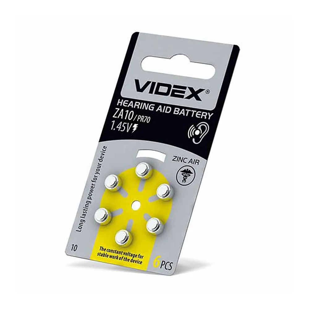 Батарейка повітряно цинкова Videx ZA10 (PR70) BLISTER6 (60/600/3000)