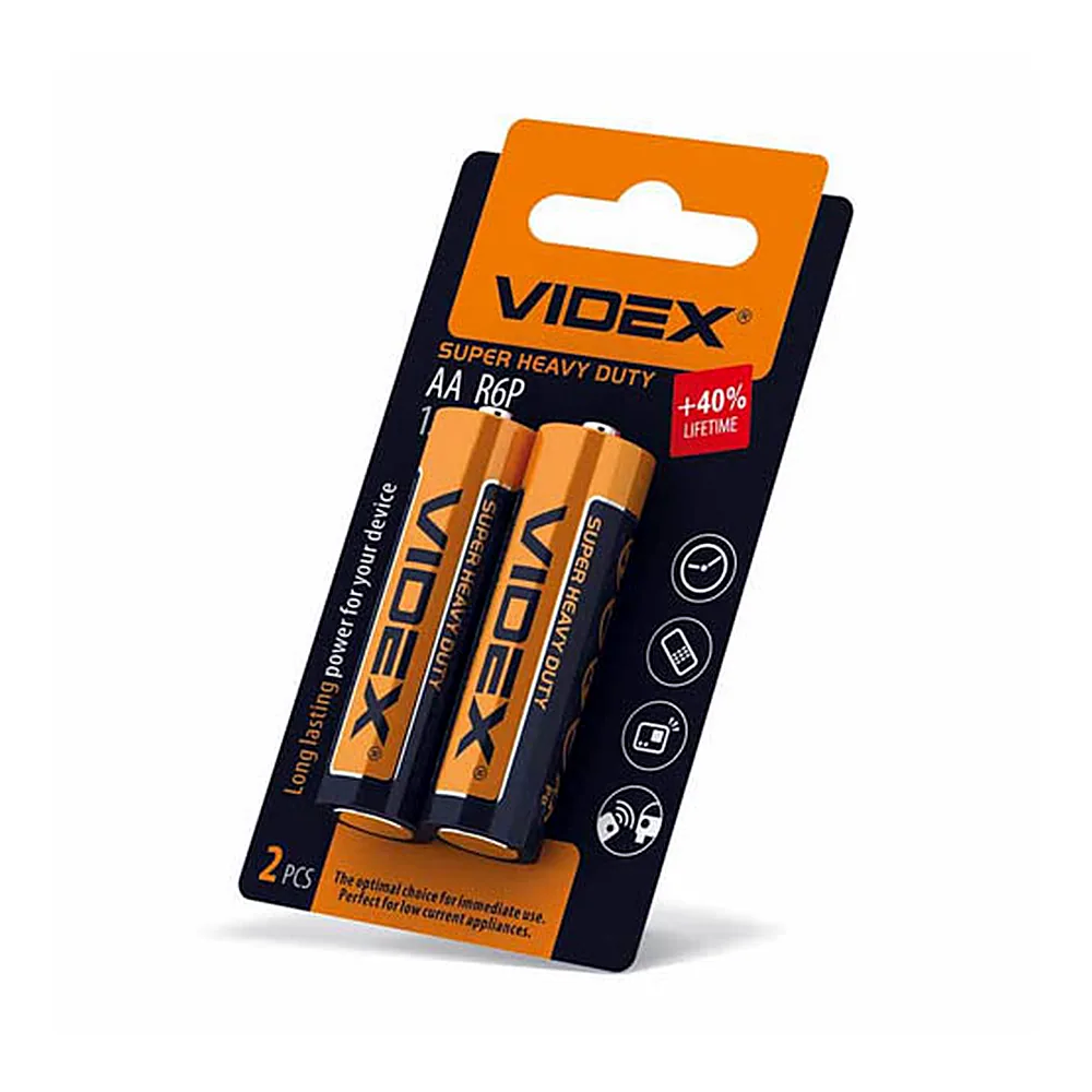 Батарейка сольова Videx R6P/AA 2pcs SMALL BLIST (40/1200)