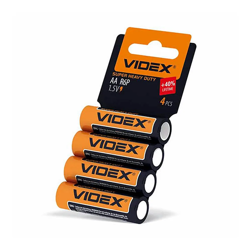 Батарейка сольова Videx R6P/AA 4pcs SHRINK CARD (60/1200)