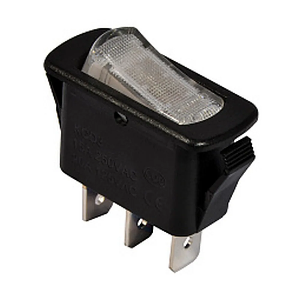 KCD3-101N-12 Перемикач WH/B 1 клав. з підсвіткою (білий), АсКо