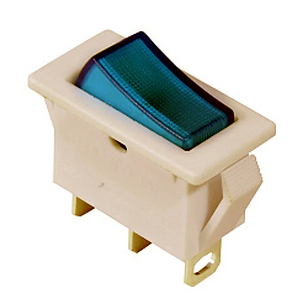 KCD3-101N-13 Перемикач BL/WH 1 клав. з підсвіткою (синій), АсКо