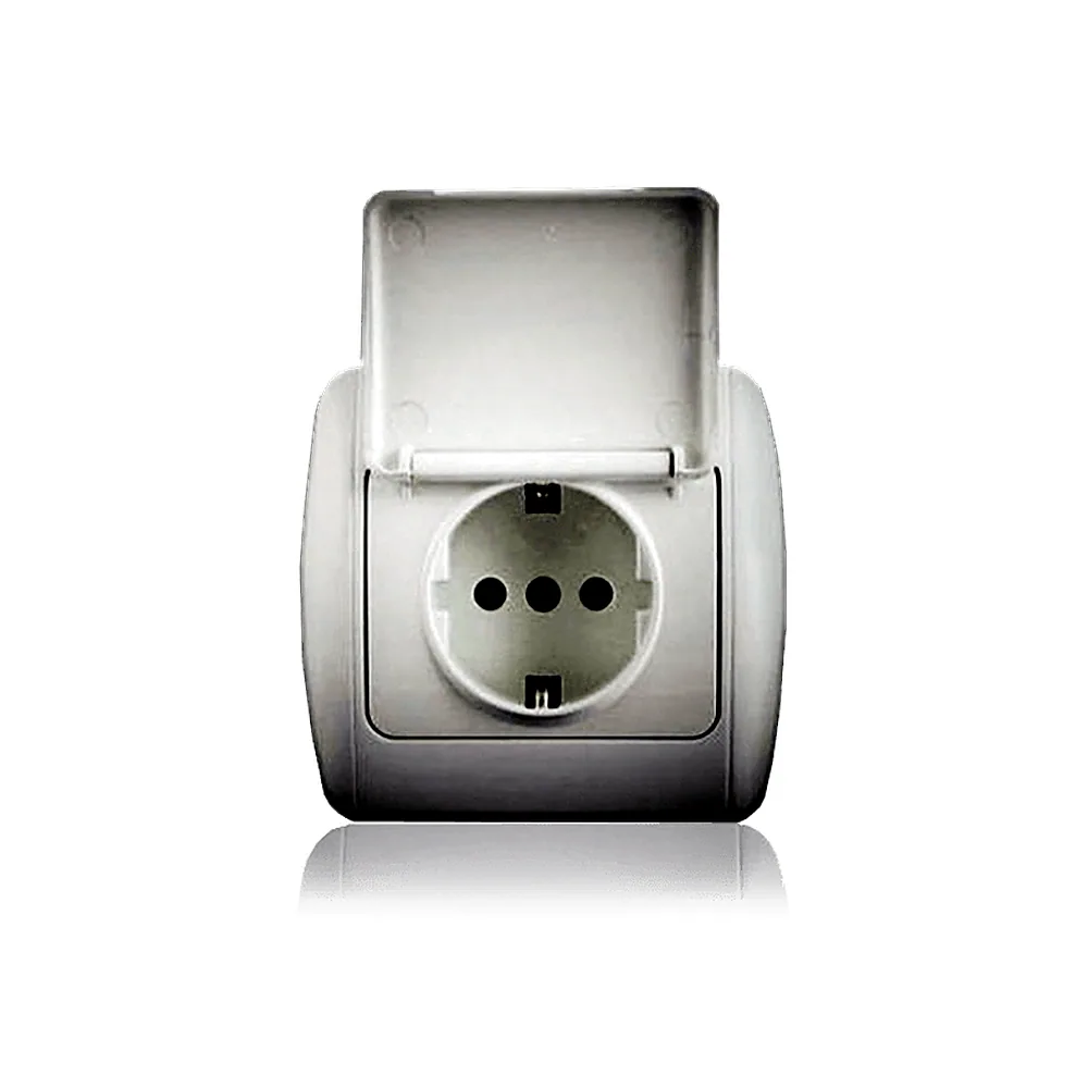 Розетка Classic з з/к. з кришкою, с/м, біла, 9201-45,W, Erste