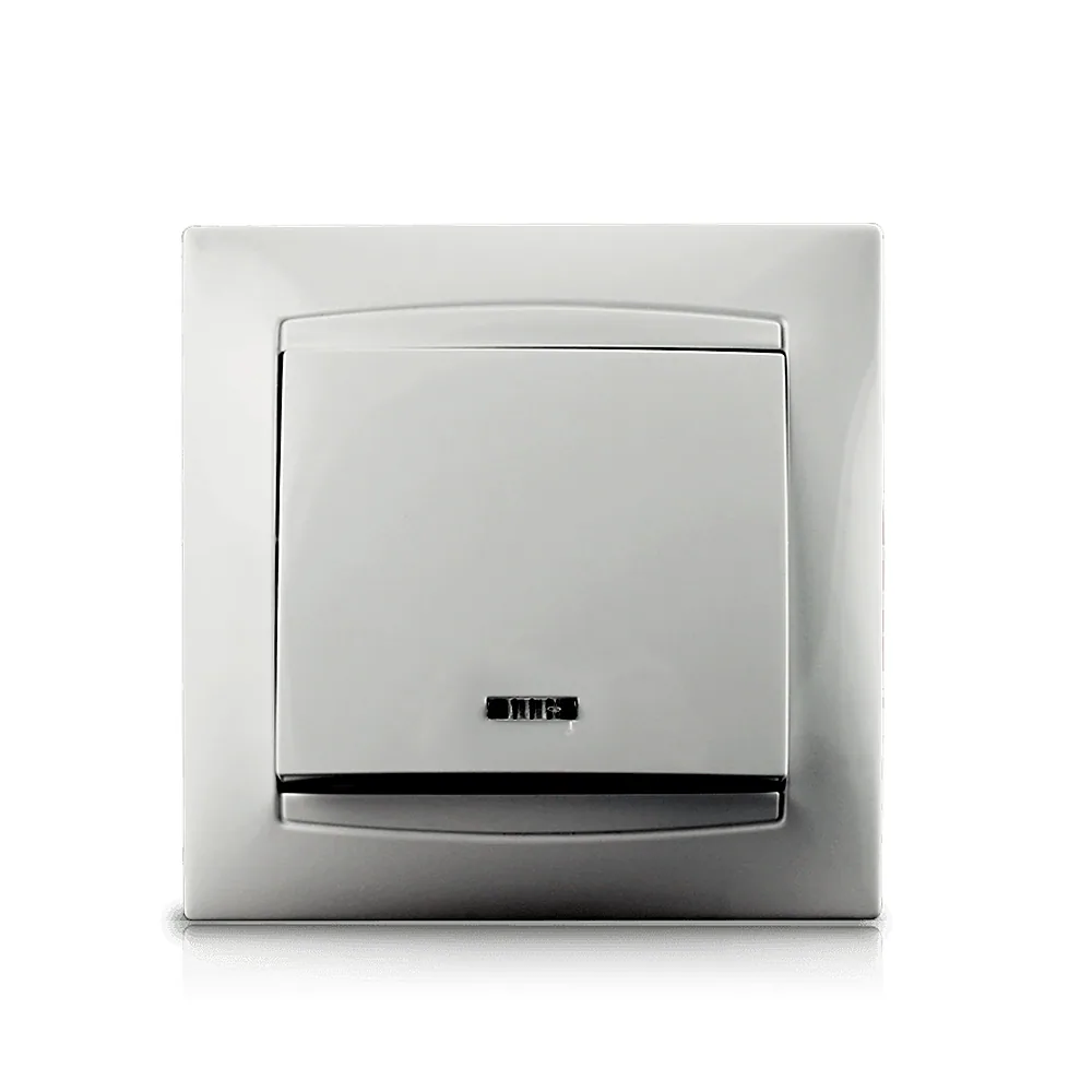 Вимикач Prestige 1 кл. з підсвічуванням, с/м, білий, 9206-01N,W, Erste