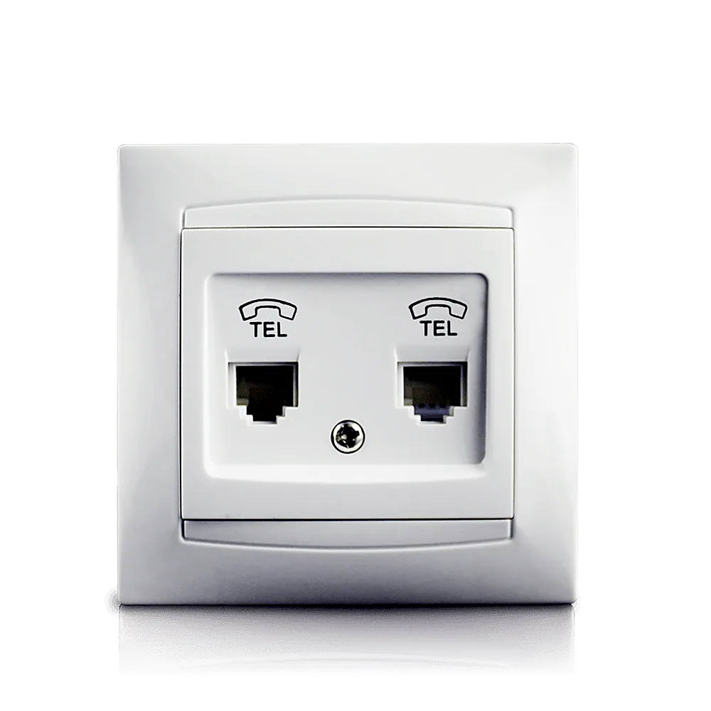 Розетка Prestige 2-на телефонна, с/м, біла, 9206-64,W, Erste