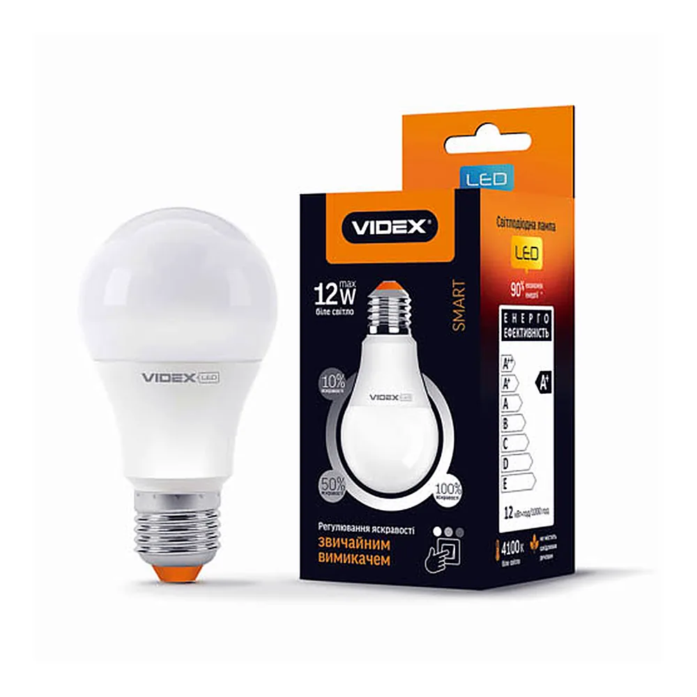 LED лампа з регулюванням яскравості VIDEX  A60eD3 12W E27 4100K 220V