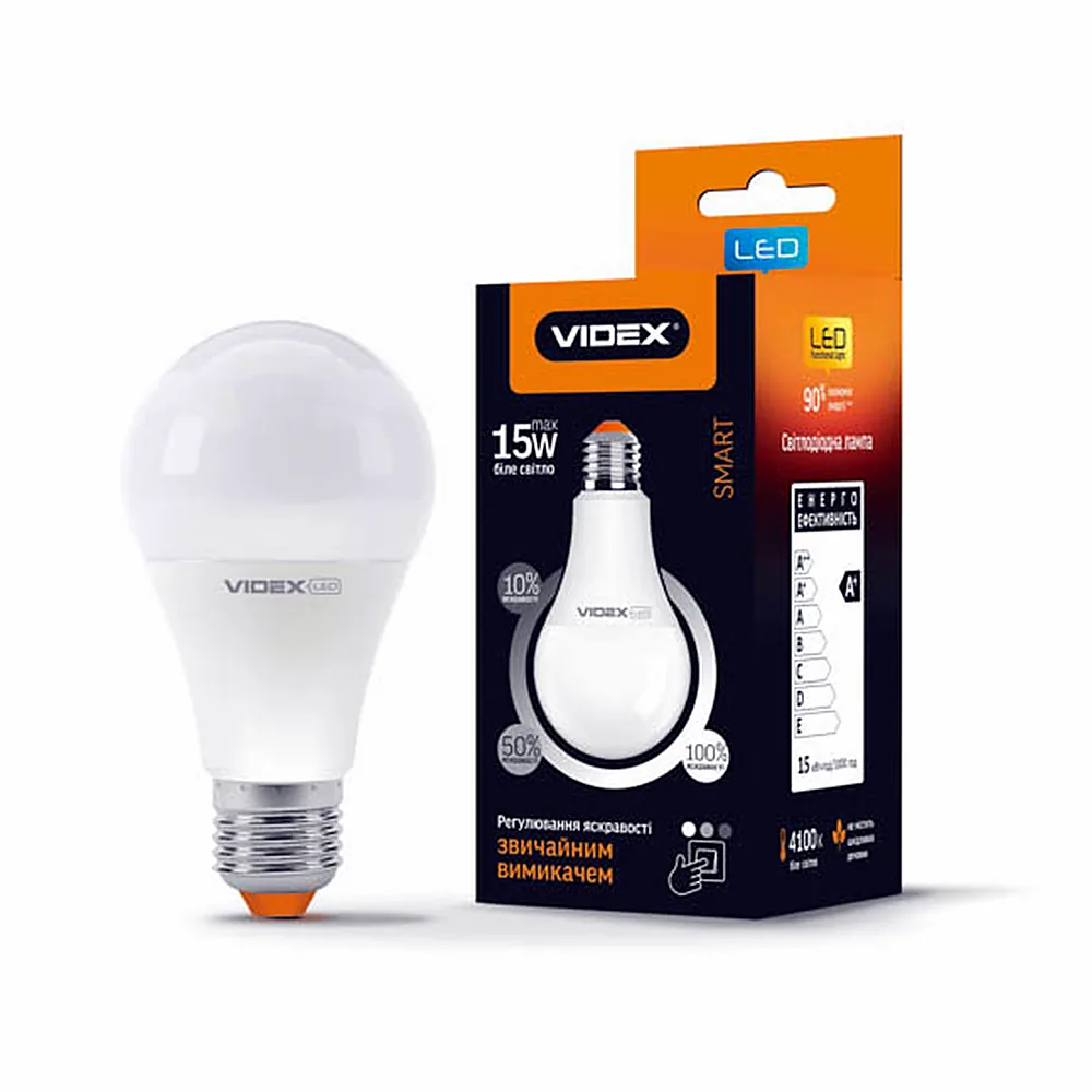 LED лампа з регулюванням яскравості VIDEX  A65eD3 15W E27 4100K 220V