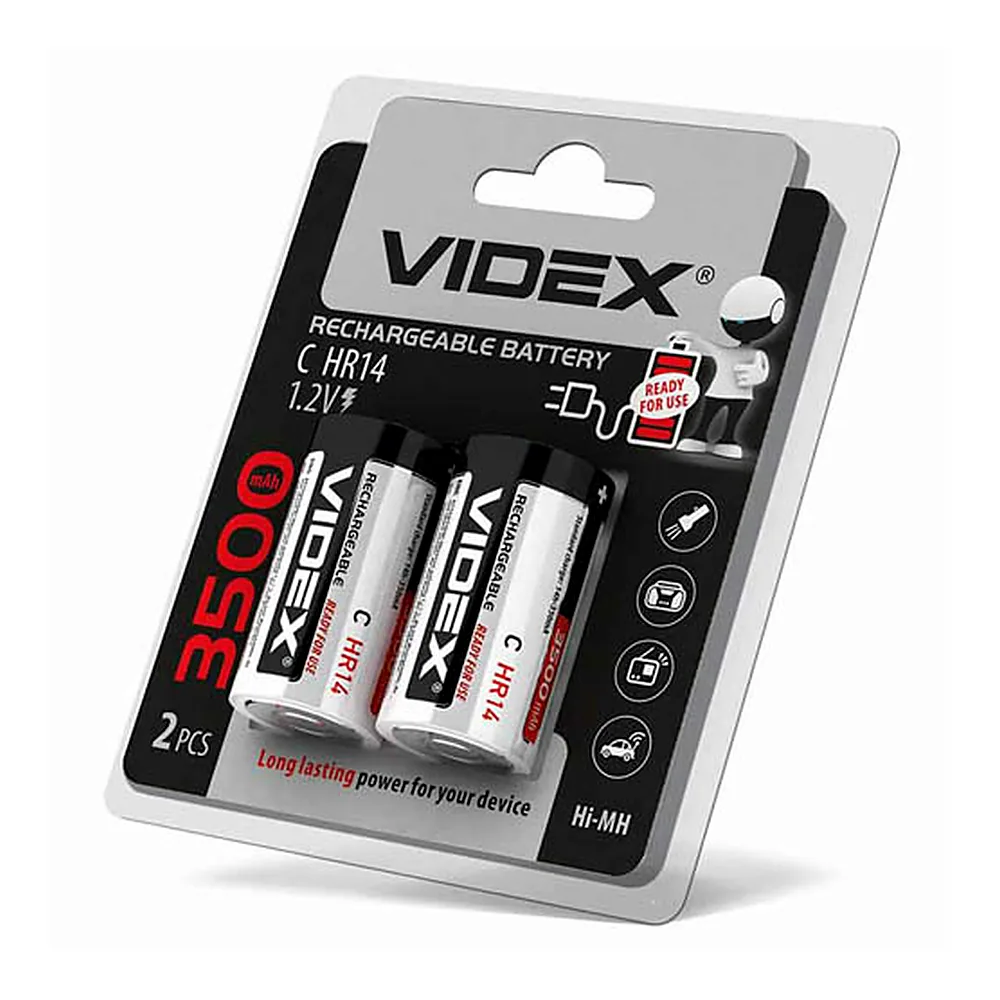 Аккумуляторы Videx HR14/C 3500mAh double blister/2pcs 12/96
