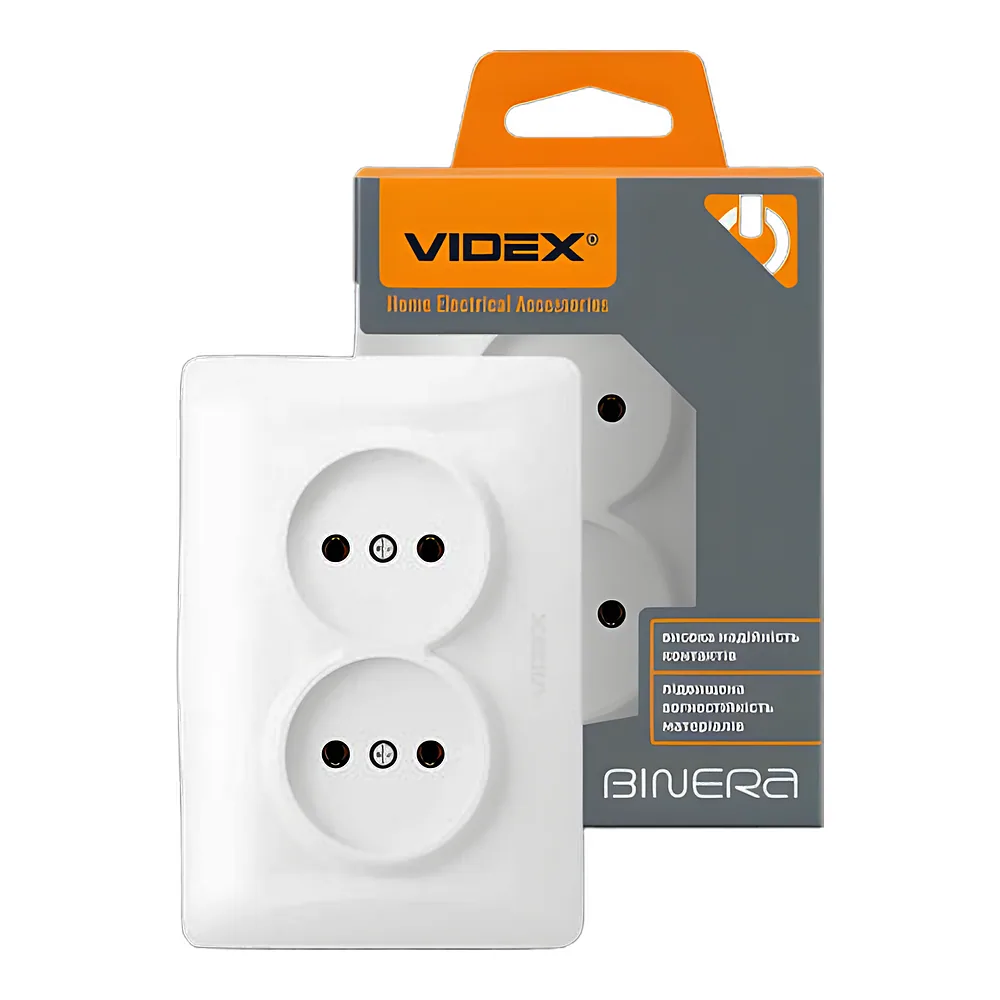 Розетка BINERA 2-постова біла Videx VF-BNSK2-W