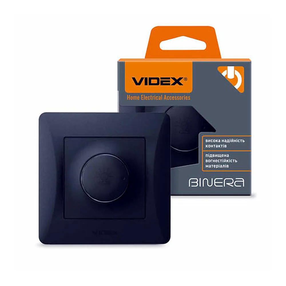 VIDEX BINERA Світлорегулятор 600Вт чорний графіт (VF-BNDM600-BG) (16/96)