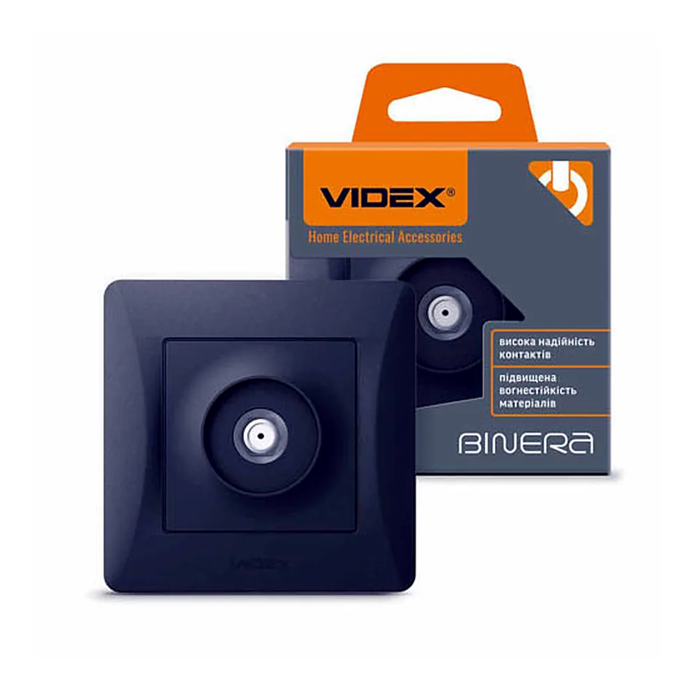 VIDEX BINERA Розетка SAT одинарна спутниковая чорний графіт (VF-BNSK1SATE-BG)
