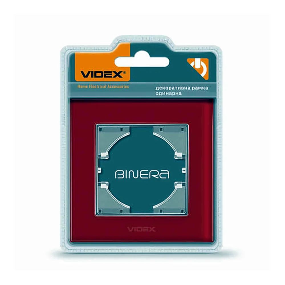 VIDEX BINERA Рамка червоне скло  одинарна горизонтальна (VF-BNFRG1H-RD)