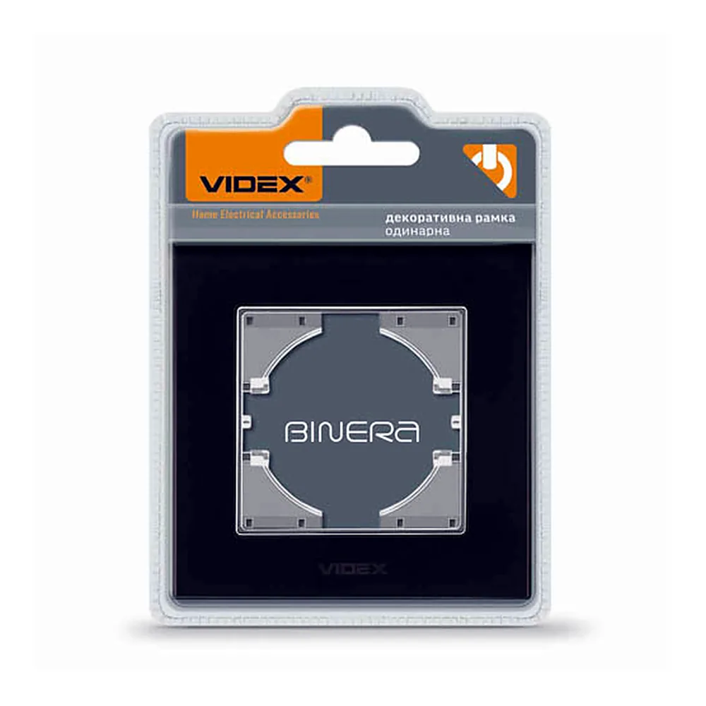 VIDEX BINERA Рамка чорне скло  одинарна горизонтальна (VF-BNFRG1H-B)