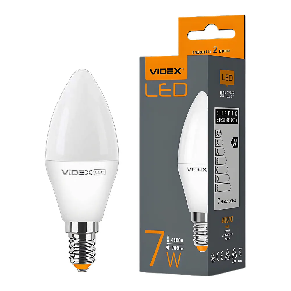 Світлодіодна лампа C37e 7 Вт E14 4100 K 220 В Videx VL-C37e-07144