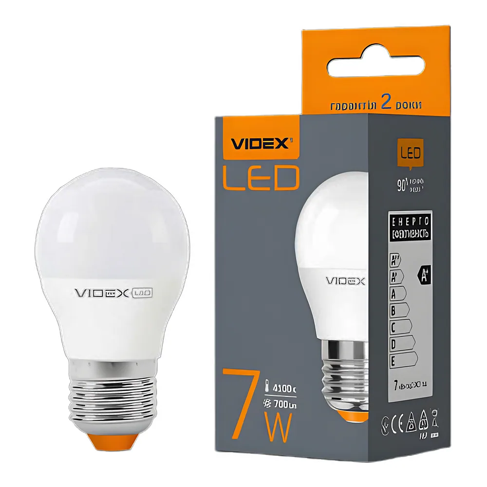 Світлодіодна лампа G45e 7 Вт E27 4100 K 220 В Videx VL-G45e-07274