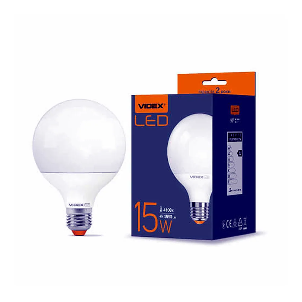 Лампа с/д VIDEX G95e 15W E27 4100K 220V (VL-G95e-15274)