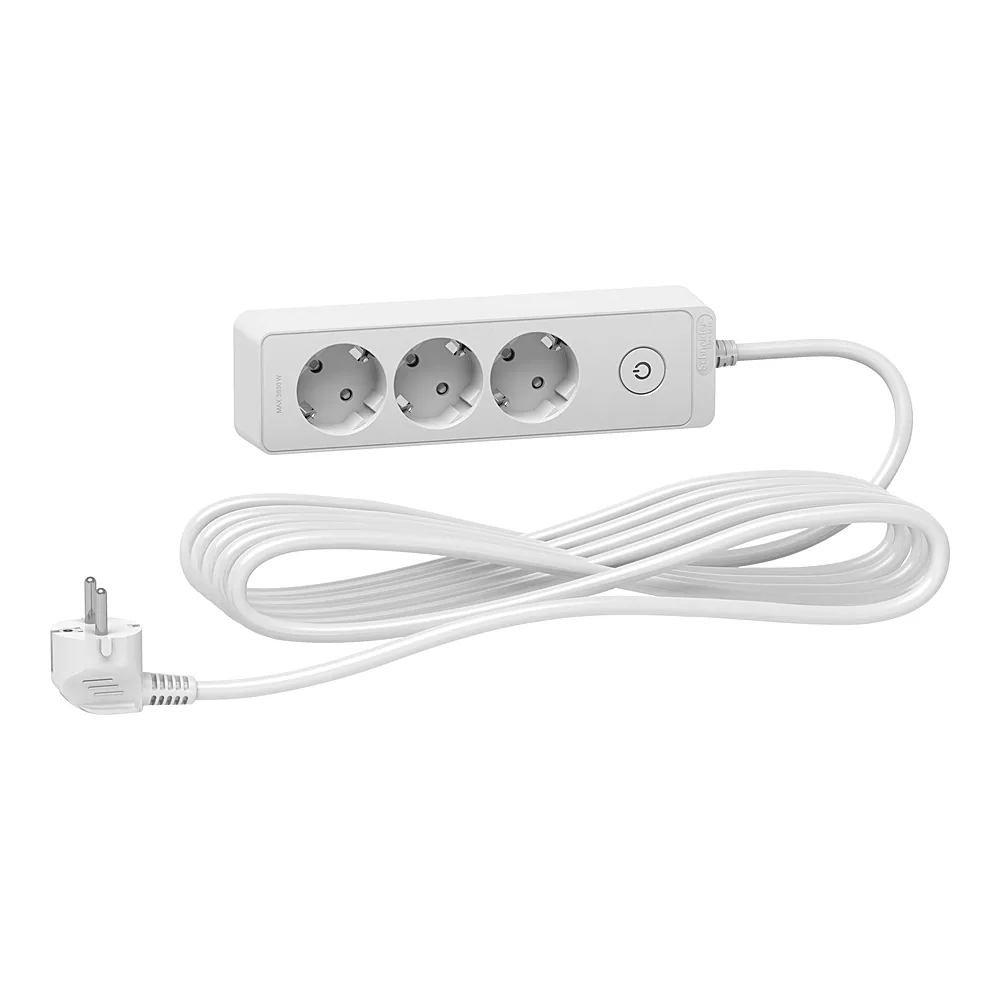 Подовжувач 3 місця з заземленням білий 5 м Schneider Electric ST9435W