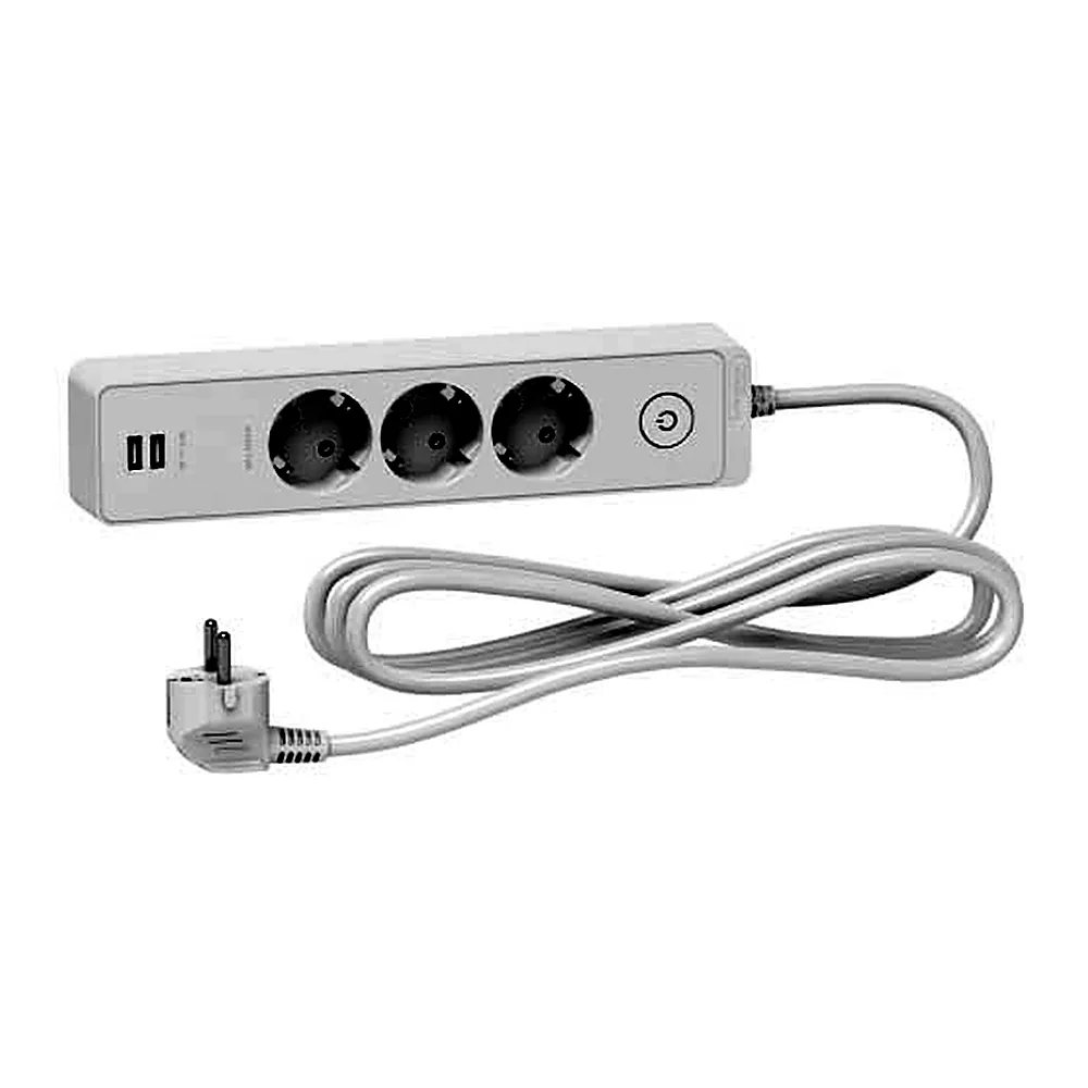 Подовжувач Schneider Electric Unica Extend 3P 2USB з/з 3 м білий ST943U3W