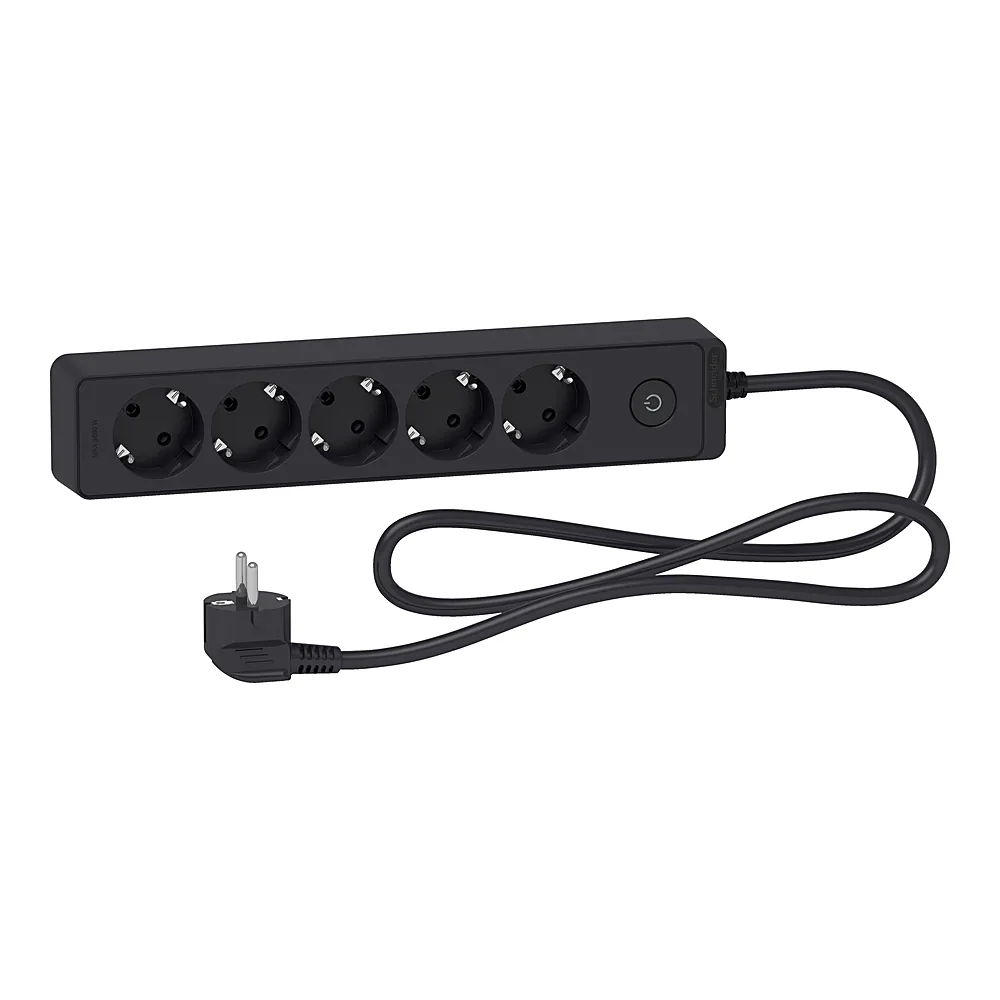 Подовжувач 5P з заземленням 1,5 м чорний Schneider Electric ST9451B
