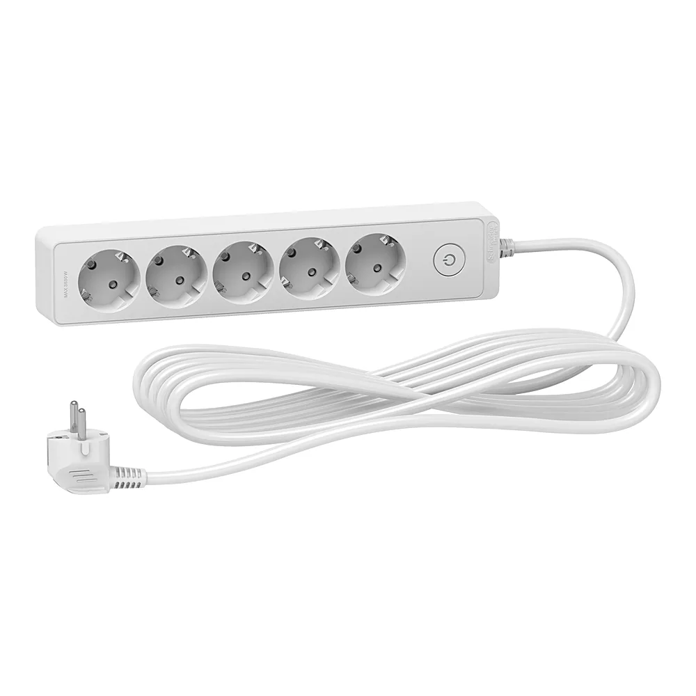 Подовжувач 5P з заземленням 5 м білий Schneider Electric ST9455W