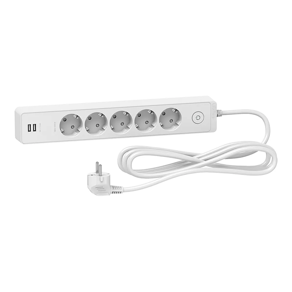 Подовжувач 5 місць з заземленням + 2×USB білий 3 м Schneider Electric ST945U3W