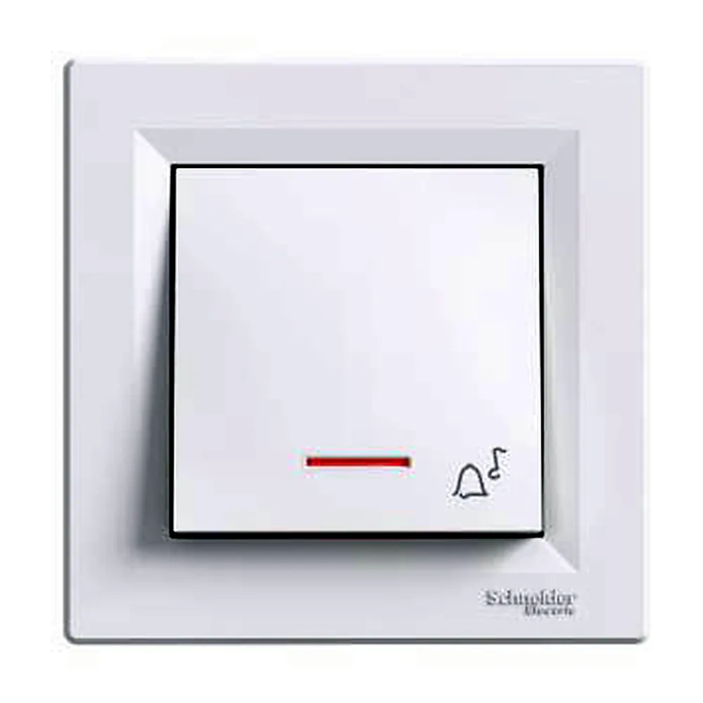 Кнопковий вимикач "Дзвінок" "Asfora" 1 кл. з підсв. білий, EPH1700121, Schneider Electric