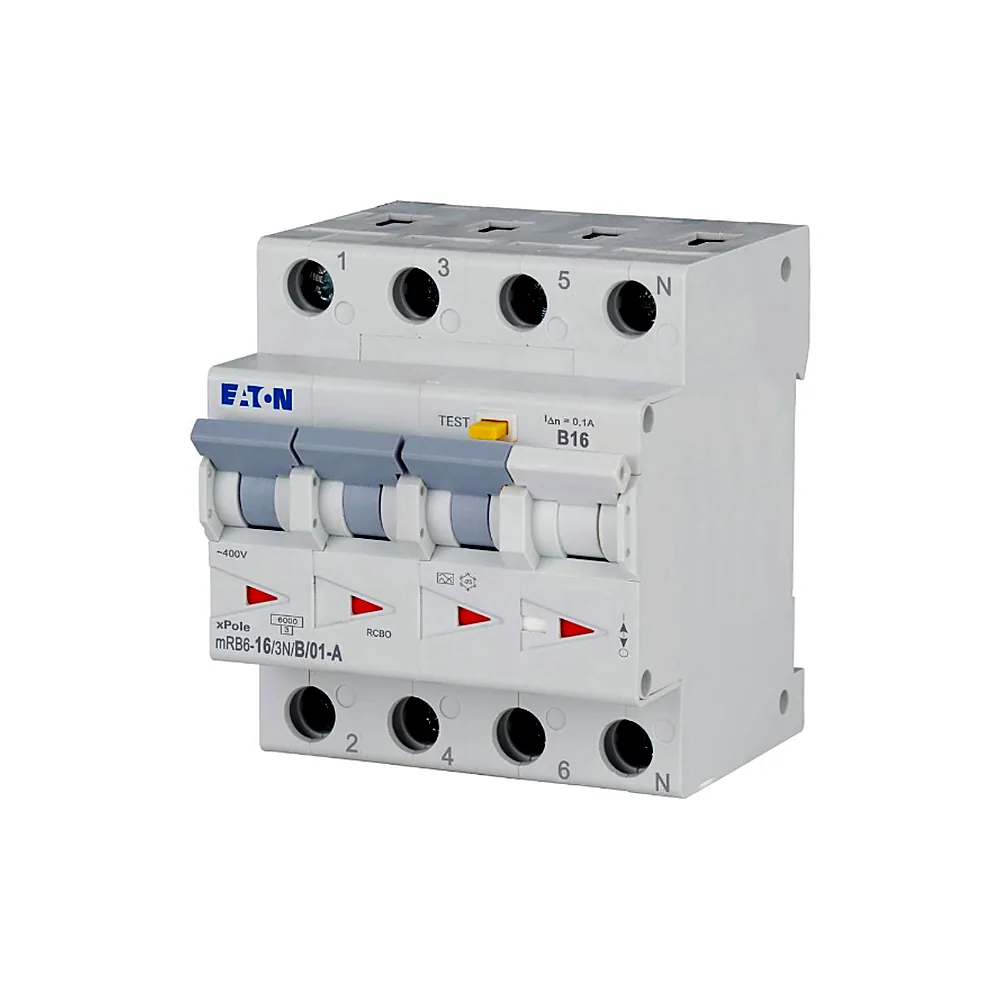 Диференційний автоматичний вимикач Eaton mRB6-16/3N/B/01-A 4p B 16А 100мА тип A, Eaton (Moeller)