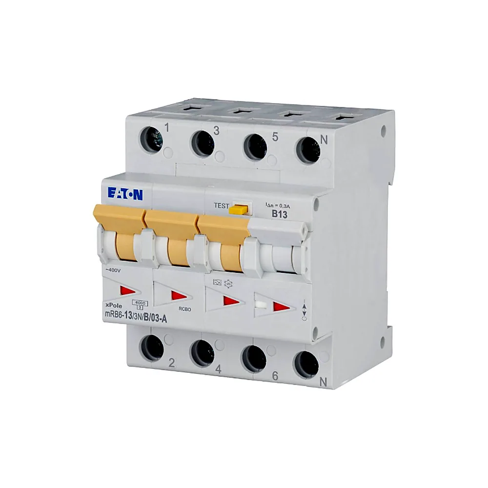 Диференційний автоматичний вимикач Eaton mRB6-13/3N/B/03-A 4p B 13А 300мА тип A, Eaton (Moeller)