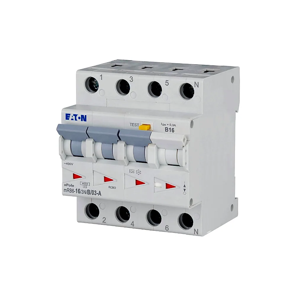 Диференційний автоматичний вимикач Eaton mRB6-16/3N/B/03-A 4p B 16А 300мА тип A, Eaton (Moeller)