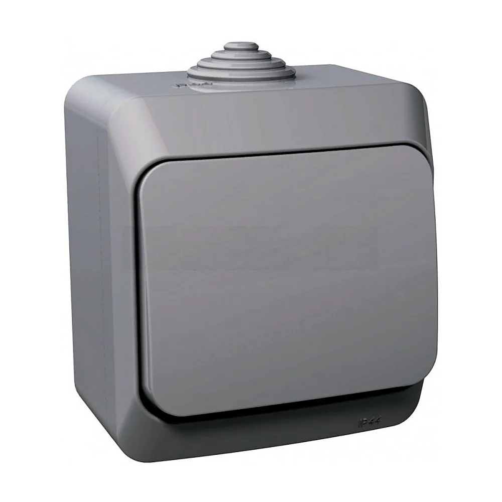 Перемикач одноклавішний, CEDAR, IP44 (сірий), WDE000660, Schneider Electric