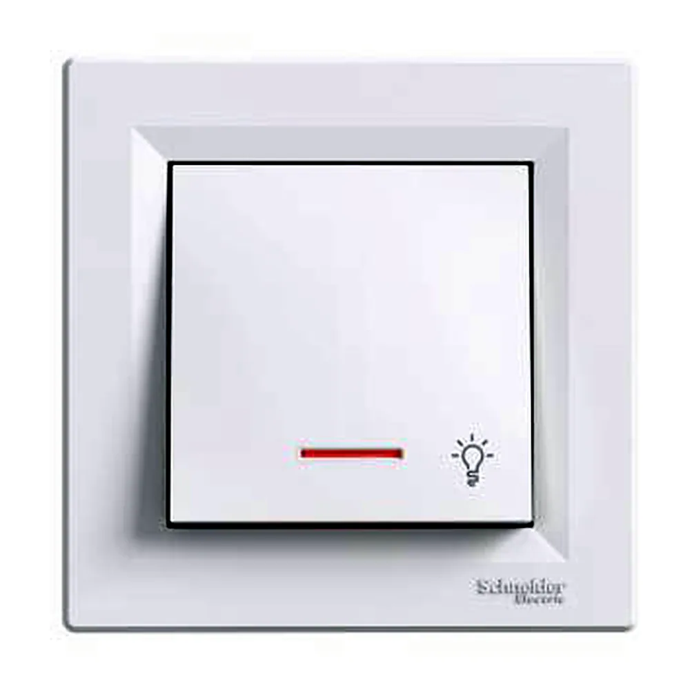 Кнопка "Asfora" з підсв самозажим., білий, Schneider Electric