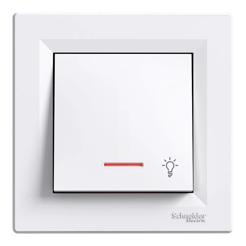 Кнопка Asfora з підсвіткою безгвинтова біла Schneider Electric EPH1800121