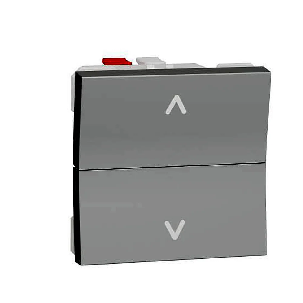 Вимикач для жалюзі 2-кл. кнопк. сх.4 6А 2м алюміній, Unica New, NU320730, Schneider Electric