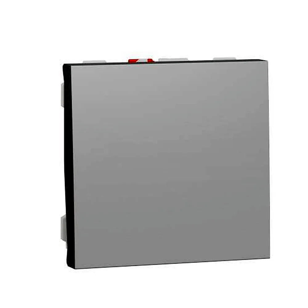Вимикач 1-кл. кнопк. сх.1 10А, 2 мод алюміній, Unica New, NU320630, Schneider Electric
