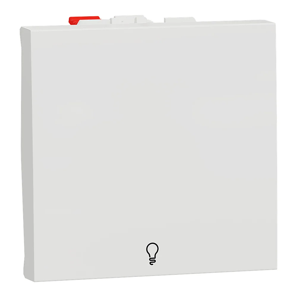 Вимикач 1-клавішний кнопкою із символом Світло 10 А 2 модулі білий Unica New Schneider Electric NU320618L