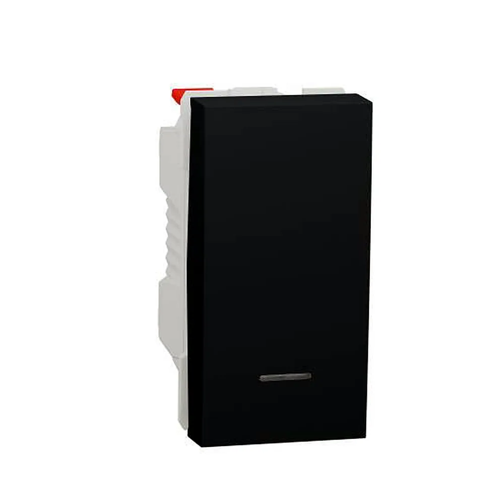 Вимикач 1-кл. кнопк. з підсв.сх.1а 10А, 1 мод антрацит, Unica New, NU310654N, Schneider Electric