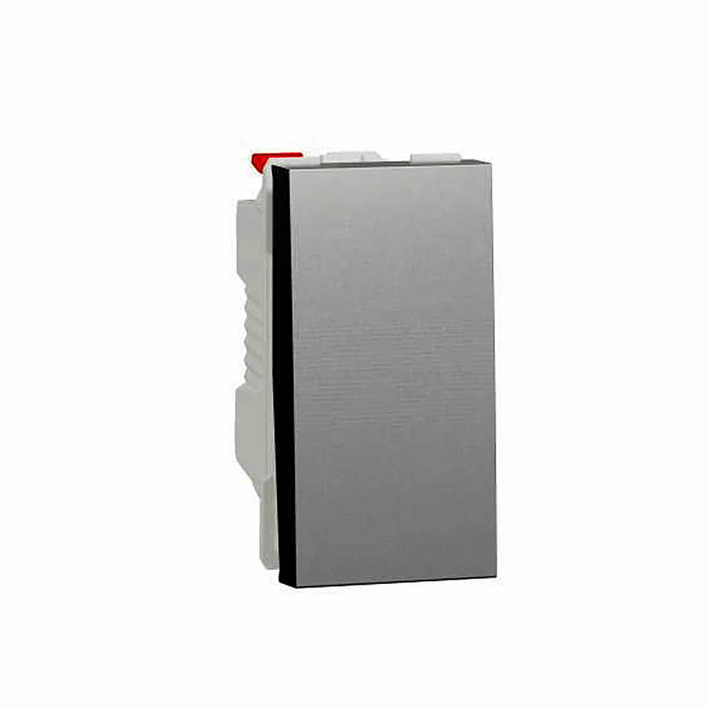 Вимикач 1-кл. кнопк. сх.1 10А, 1 мод алюміній, Unica New, NU310630, Schneider Electric