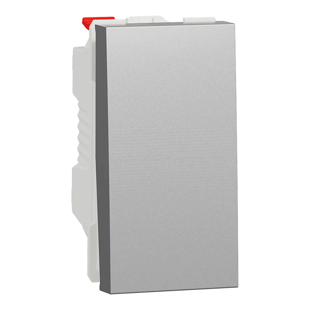 Вимикач 1-клавішний кнопкою схема 1 10 А 1 модуль алюміній Unica New Schneider Electric NU310630