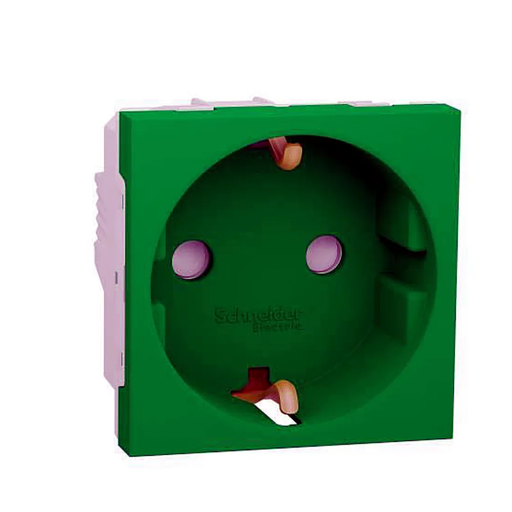 Розетка з з/к з шторк. 16А гвинт зажим, зелений, Unica New, NU303706, Schneider Electric