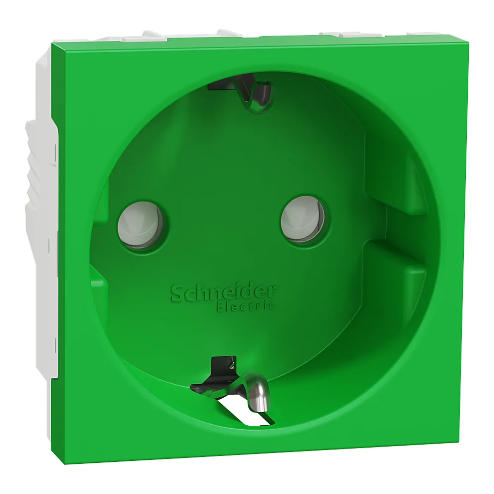 Розетка з заземленням зі шторками 16 А гвинтовий затискач зелена Unica New Schneider Electric NU303706