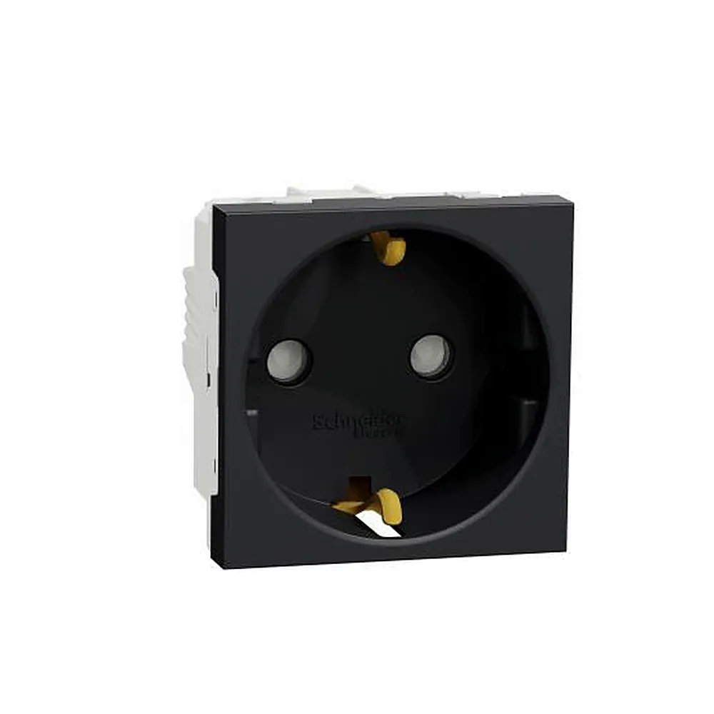Розетка з з/к з шторк. 16А гвинт зажим, антрацит, Unica New, NU303754, Schneider Electric