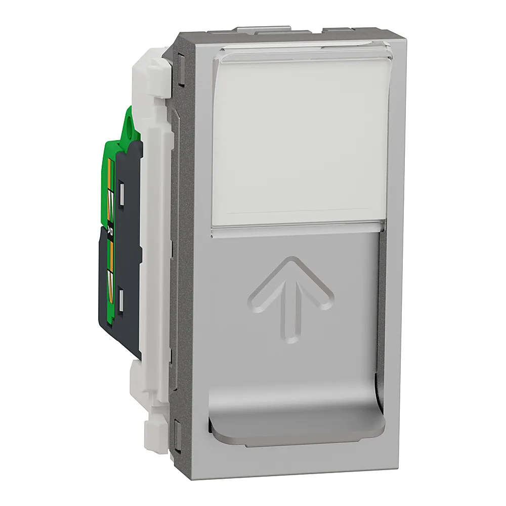 Комп'ютерна розетка RJ45 одинарна категорія 5 UTP 1 модуль алюміній Unica New Schneider Electric NU341030